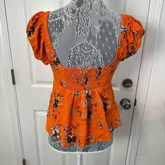 Free People, Orange Off the shoulder Crop Top, Size Small - Picture 4 of 7